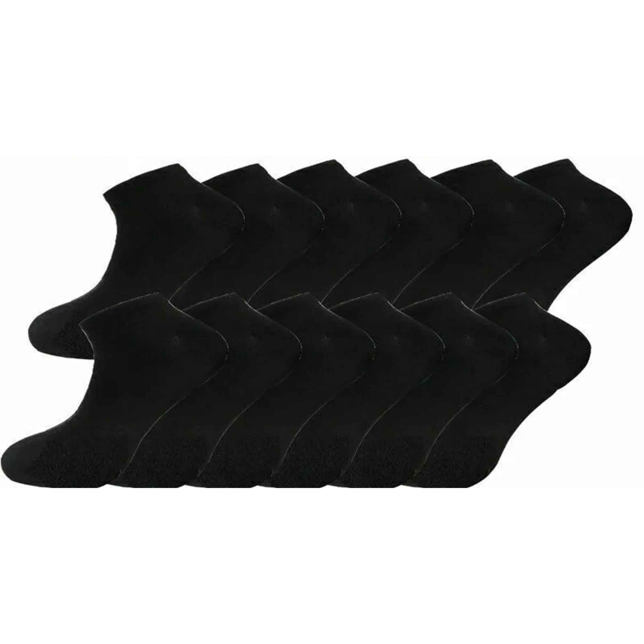 Men’s and women’s black and white ankle trainer socks – multi pack of 6, 9 or 12 pairs, breathable sports socks.